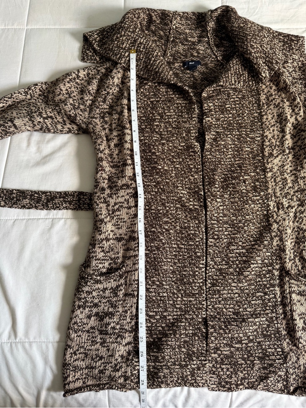 Gap Brown Marled Open-Front Knit Long Cardigan - Large - Picture 8 of 12
